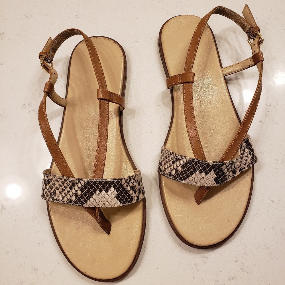 Via Spiga | Snakeskin Genuine Leather Sandals 7 - Picture 1 of 8